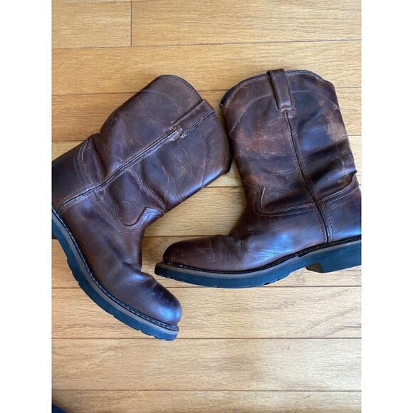 Justin Boots Western Brown Leather Waterproof EH WK4960 Men's Size 8.5D - Picture 2 of 7